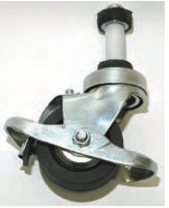 4” DARNELL NEOPRENE WHEEL CASTER WITH 1-1/4” PIPE E STEM AND BRAKE